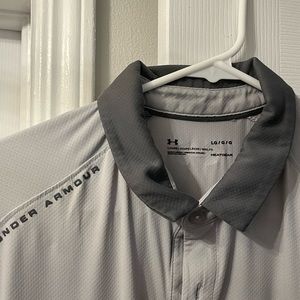 Grey large under armor golf polo